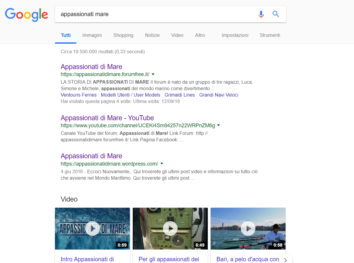 Posizionamento del sito web sui motori di ricerca